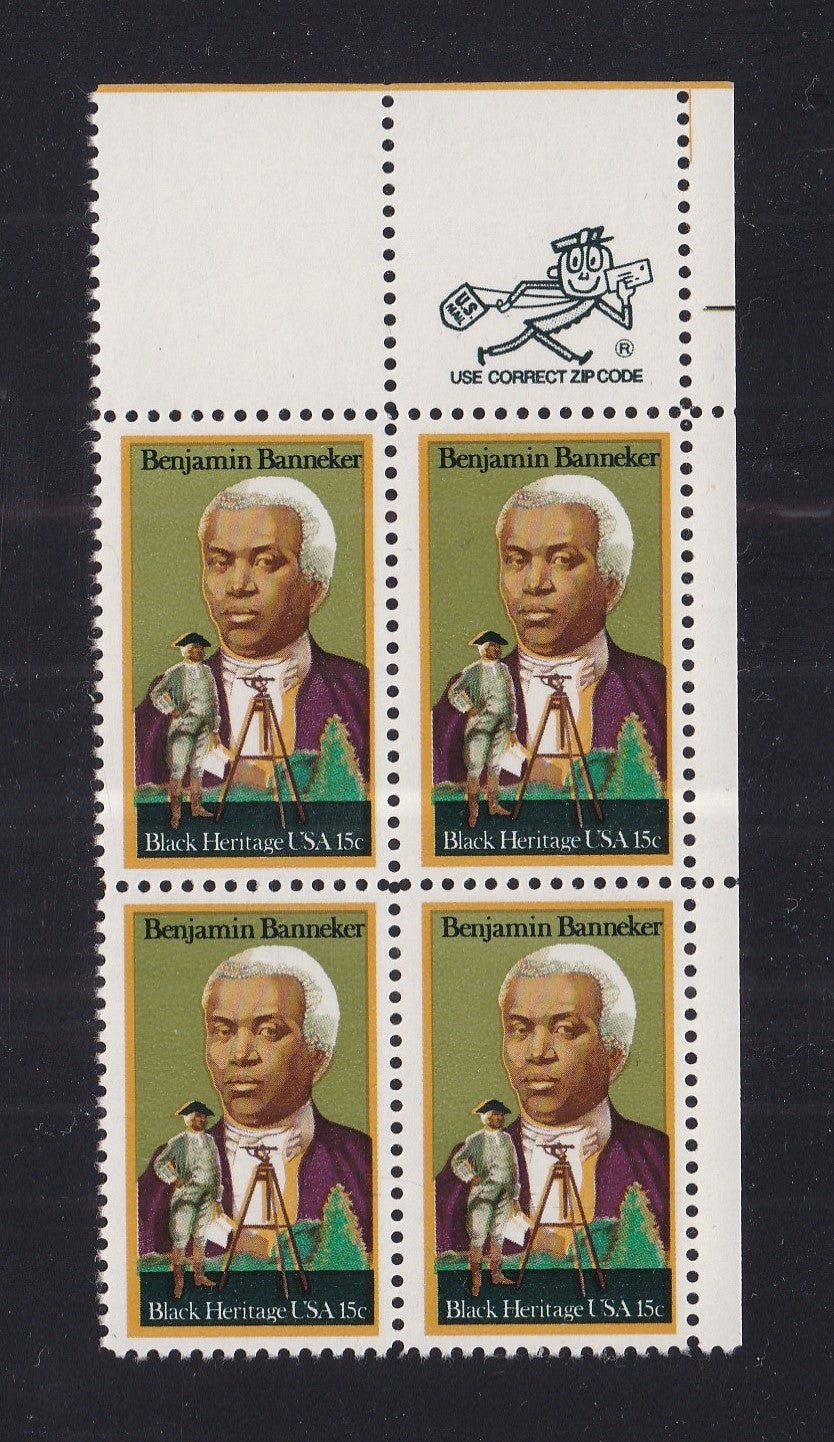 # 1804 (1980) Banneker - Zip BK/4, UR, MNH