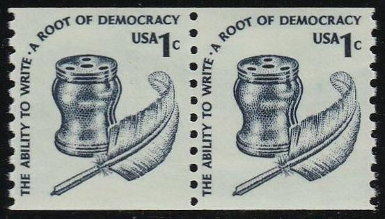 # 1811 (1980) Quill, DG, OA Tag, GP - Coil pair, MNH