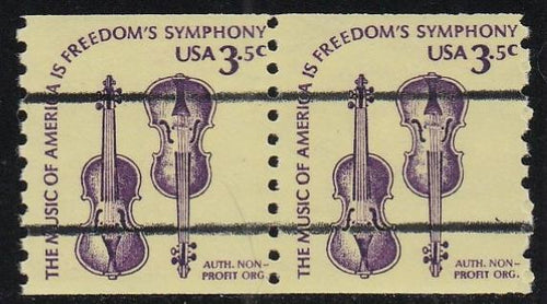# 1813a (1980) Violins, DG, Not Tag, YP, Precancel - Coil pr, F MNH