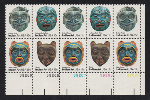 # 1834-37 (1980) Indian Masks - PB, LR #39269, MNH