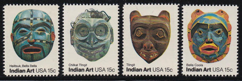 # 1834-37 (1980) Indian Masks - Sgls, Set/4, MNH