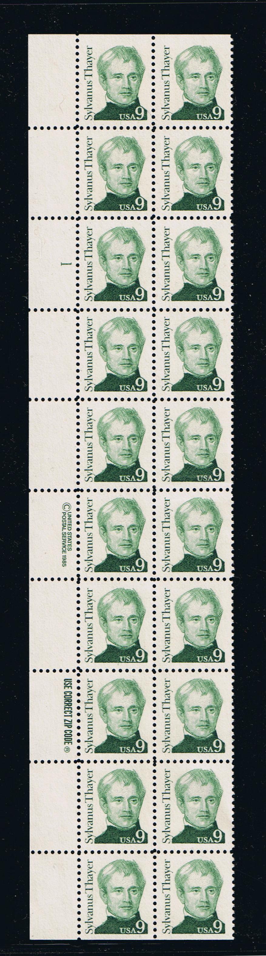 # 1852 (1985) Thayer, SB tag - PB, L #1, MNH