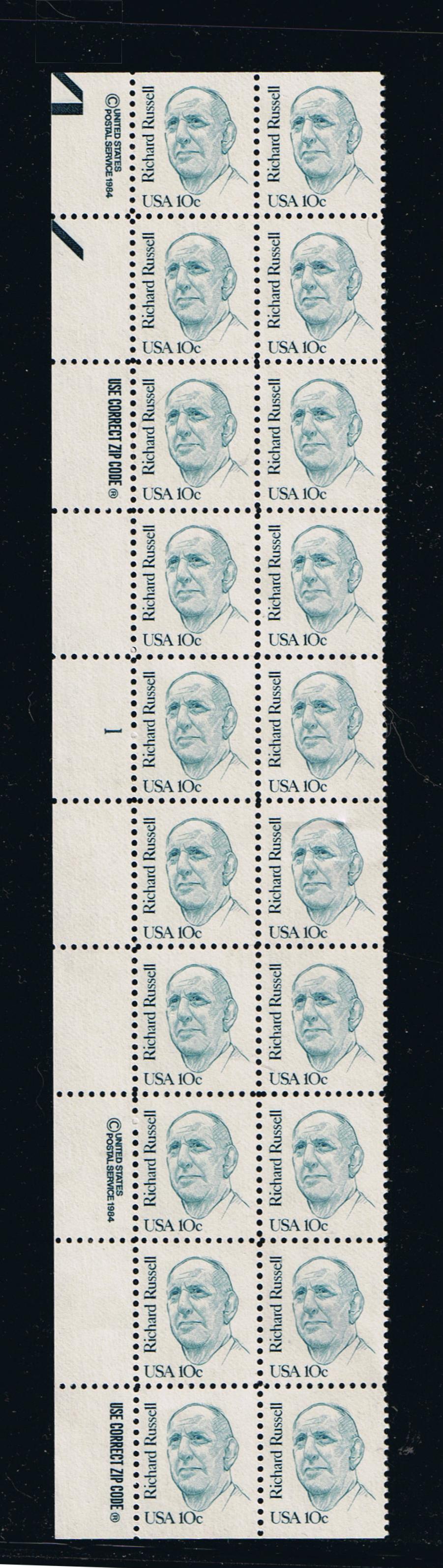 # 1853 (1984) Russell, SB tag - PB, L #1, MNH [1]