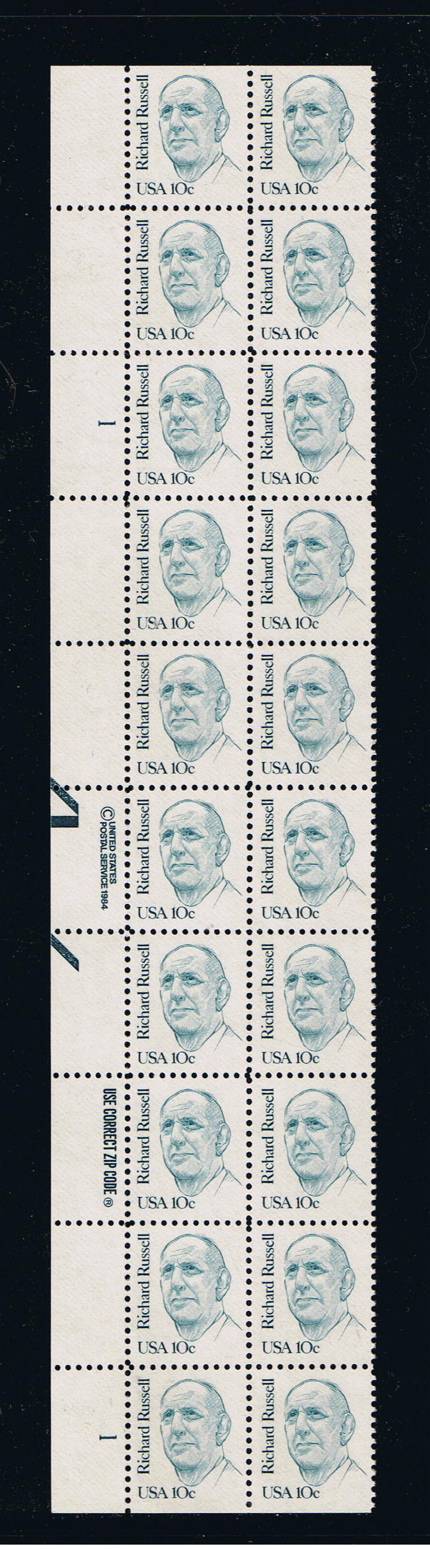# 1853 (1984) Russell, SB tag - PB, L #1, MNH [2]