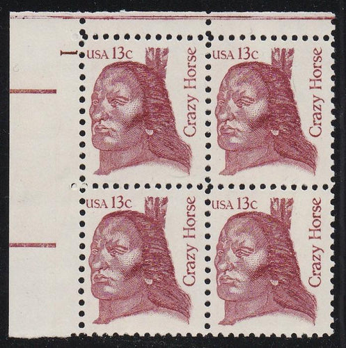 # 1855 (1982) Crazy Horse, OA tag - PB, UL #1, MNH [1]