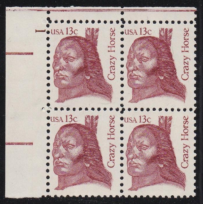 # 1855 (1982) Crazy Horse, OA tag - PB, UL #1, MNH [1]