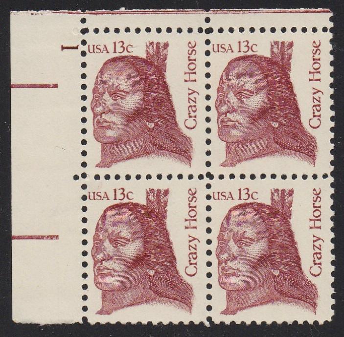 # 1855 (1982) Crazy Horse, OA tag - PB, UL #1, MNH [2]