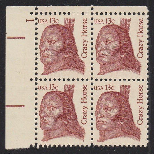 # 1855 (1982) Crazy Horse, OA tag - PB, UL #1, MNH [3]