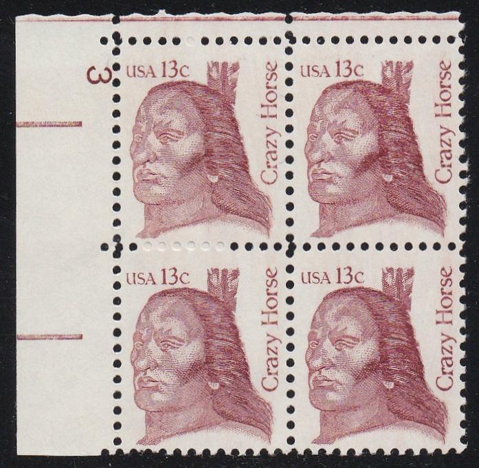 # 1855 (1982) Crazy Horse, OA tag - PB, LL #3, MNH