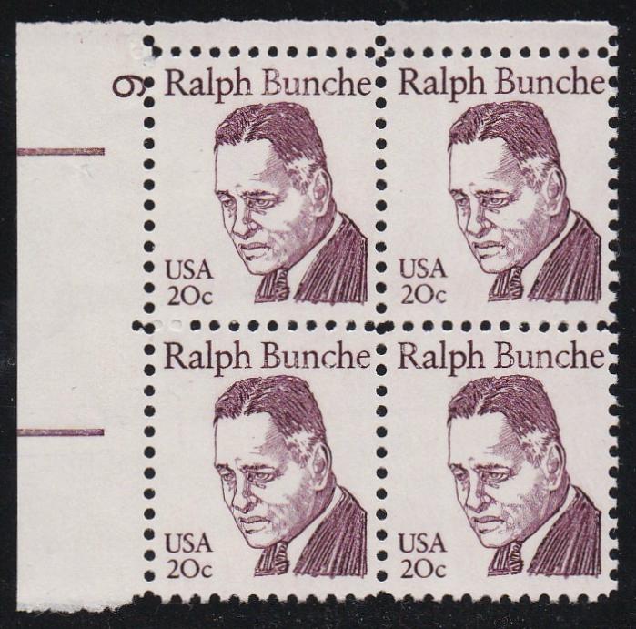 # 1860 (1982) Bunche, OA tag - PB, UL #6, MNH