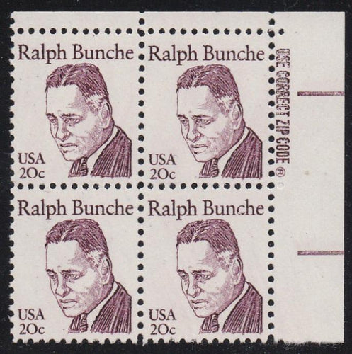 # 1860 (1982) Bunche, OA tag - Zip BK/4, UR, MNH