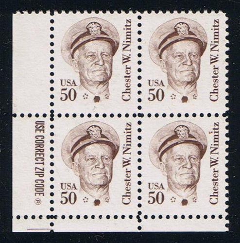 # 1869 (1985) Nimitz, OA tag, SG, perf 10.9 -  Zip BK/4, LL, MNH