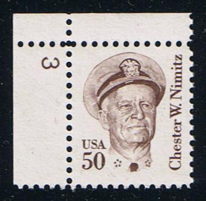 # 1869 (1985) Nimitz, OA tag, SG, perf 10.9 - Plt sgl, UL #3, MNH