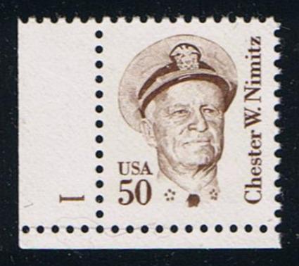 # 1869a (1985) Nimitz, MB tag, DG, perf 11.2 - Plt sgl, LL #1, MNH