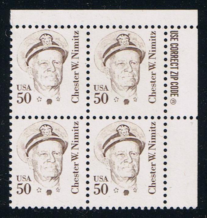 # 1869d Nimitz, OA tag, DG, perf 11.2 - Zip BK/4, UR, MNH