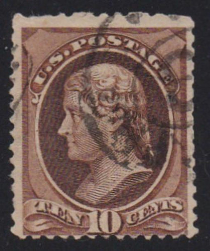 # 187 (1879) Jefferson - Sgl, Used, trim perfs