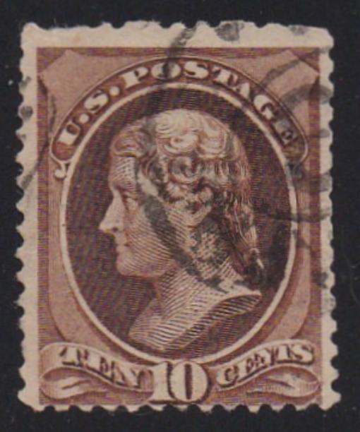 # 187 (1879) Jefferson - Sgl, Used, trim perfs