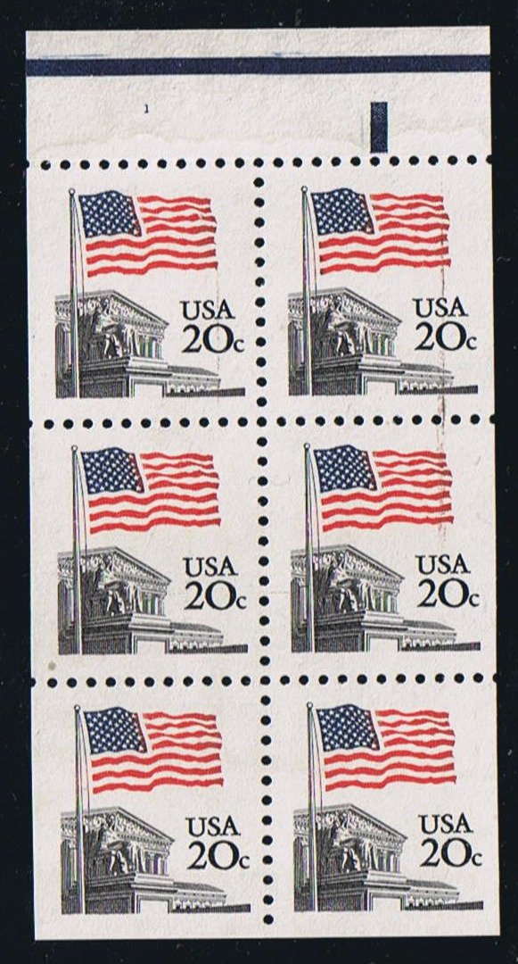 # 1896a (1981) Flag over Supreme Court, SB - Bklt pane, #1, Not Scored, MNH