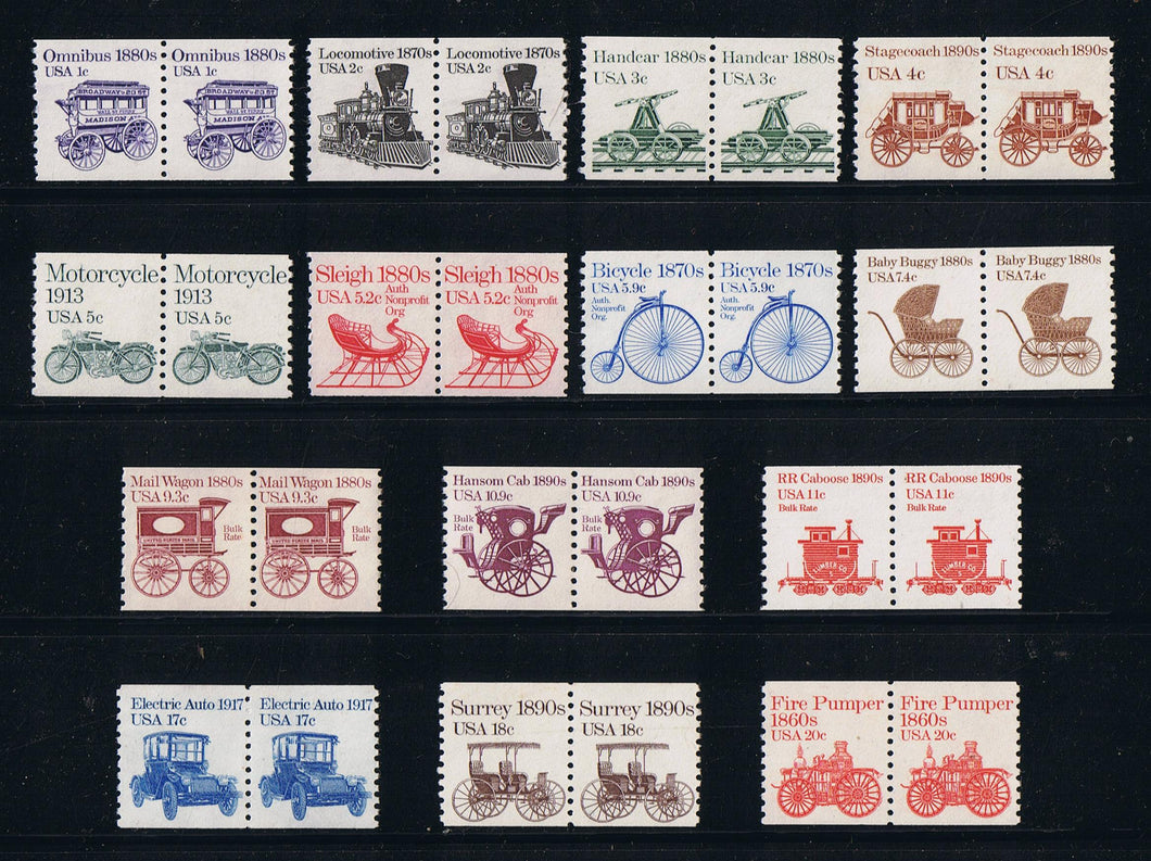 # 1897-1908 Transportation Series Coils I - Prs, Set/14 MNH