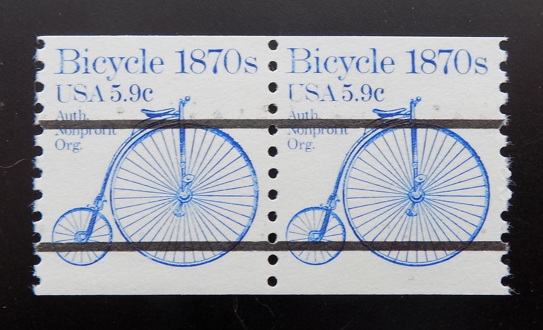 # 1901a (1982) 1870's Bicycle, Precancel - Coil pr, XF MNH