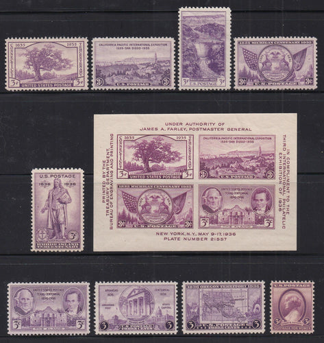 1935-36 Year Set of Commemorative Postage Stamps