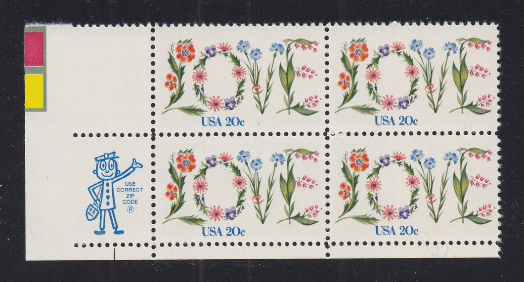 # 1951A (1982) Love - Mr. Zip BK/4, LL, MNH