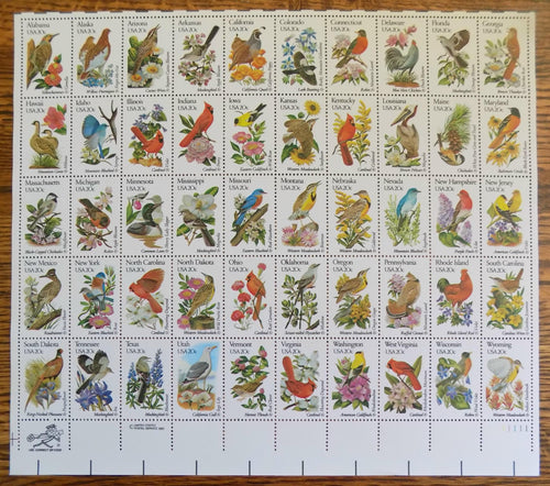 # 1953A-2002A (1982) Birds & Flowers, perf 11.25 x 11 - Pane, LR #11111, MNH