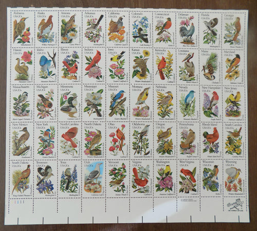 # 1953A-2002A (1982) Birds & Flowers, perf 11.25 x 11 - Pane, LL #11111, MNH