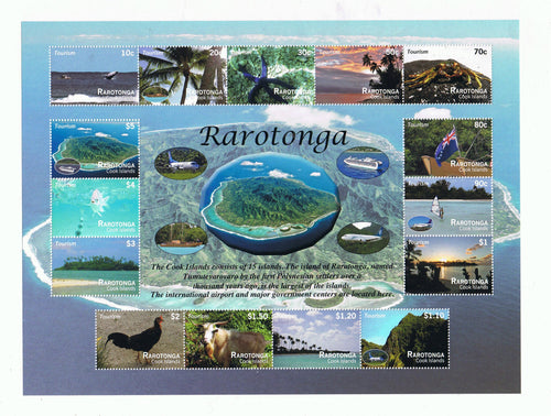 Rarotonga #1381a Marine Life, Animals, Flora, Planes & Ships Stamp Tourism Sheetlet
