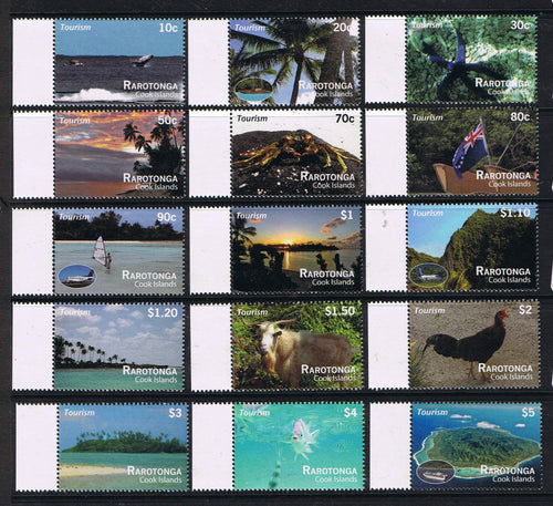 Rarotonga #1367-81 Marine Life, Animals, Flora, Planes, Ships Tourism Set