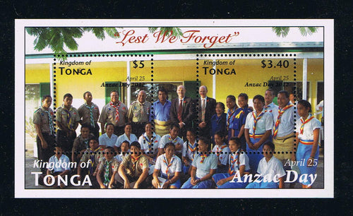 Tonga # 1184 (2012) Anzac Day, Scouting - Perforated Souvenir Sheet