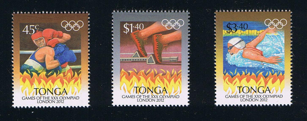 Tonga # 1185-87 (2012) 30th Olympic Games