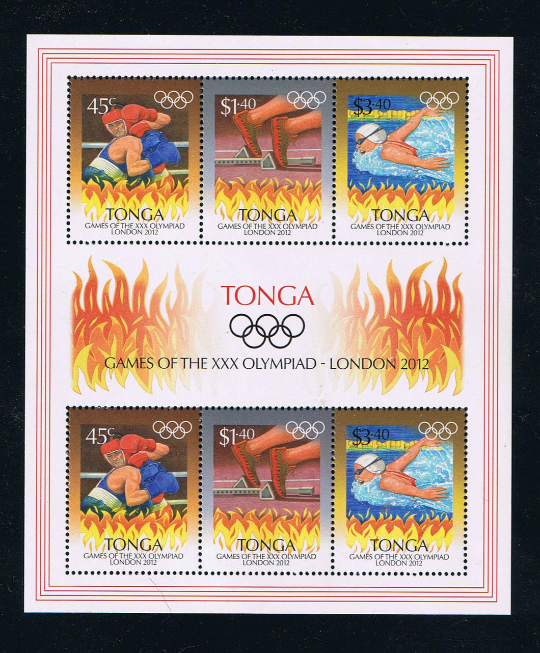 Tonga # 1187a (2012) 30th Olympic Games - Perforated Sheetlet