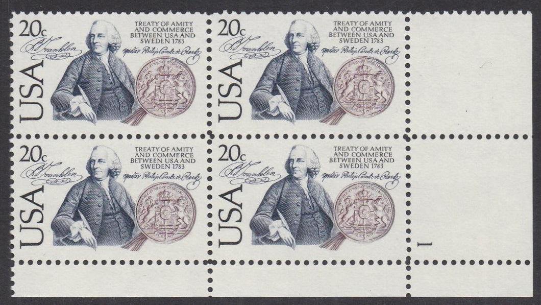 # 2036 (1983) US/Sweden Treaty - PB, LR #1, XF MNH