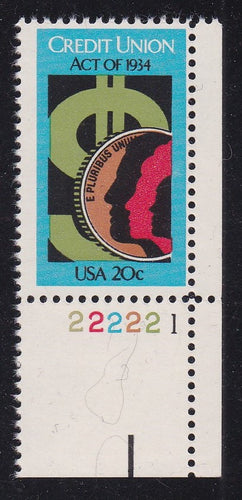 # 2075 (1984) Credit Union - Plt sgl, LR #222221, MNH