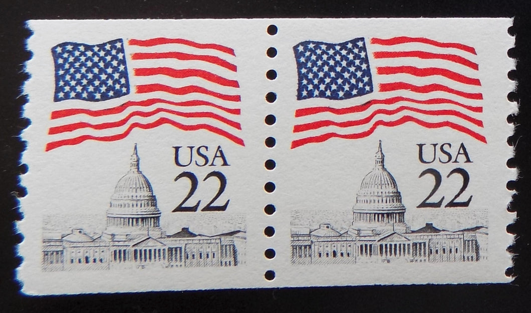 # 2115b (1985) Flag over Capitol Dome, W&T Tag - Coil pr, XF MNH