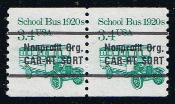 # 2123a (1985) 1920's School Bus, Precancel - Coil pr, MNH