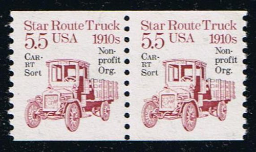 # 2125a (1986) 1910's Star Route Truck, Precancel - Coil pr, MNH