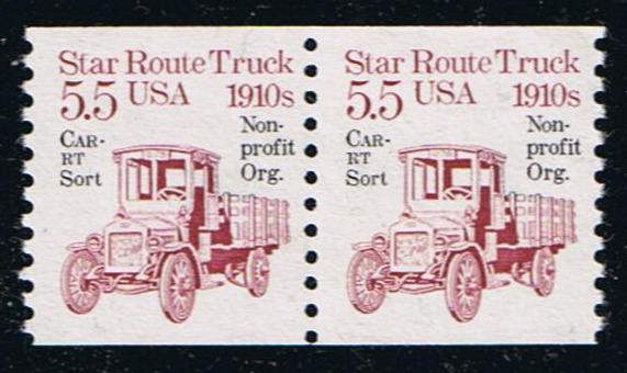 # 2125a (1986) 1910's Star Route Truck, Precancel - Coil pr, MNH