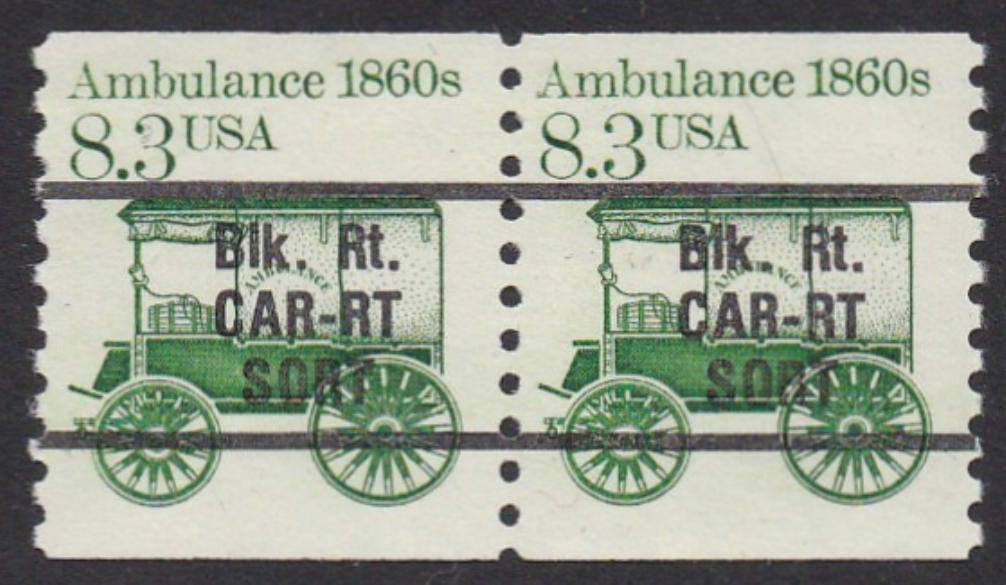 # 2128a (1985) 1860's Ambulance, Precancel - Coil pr, MNH