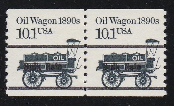 # 2130a (1988) 1890's Oil Wagon, Black Precancel - Coil pr, MNH
