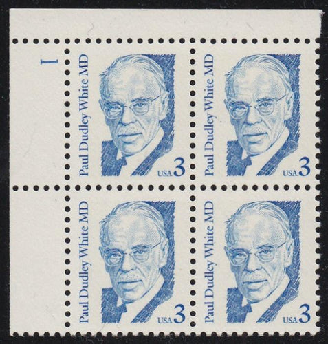 # 2170 (1986) White, bright blue, LB tag, DG, perf 11 - PB, UL #1, MNH [1]