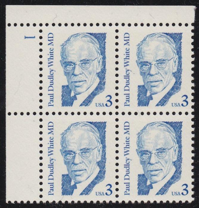 # 2170 (1986) White, bright blue, LB tag, DG, perf 11 - PB, UL #1, MNH [1]
