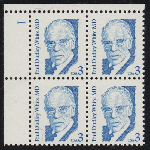 # 2170 (1986) White, bright blue, LB tag, DG, perf 11 - PB, UL #1, MNH [3]