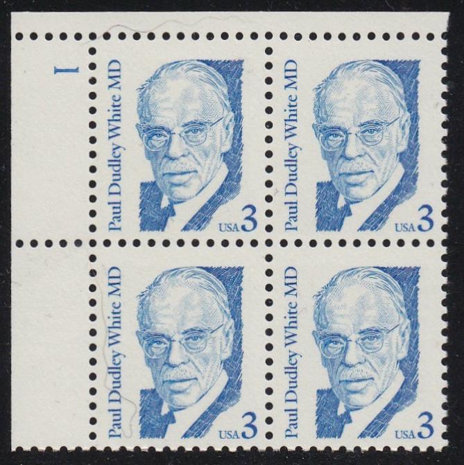 # 2170 (1986) White, bright blue, LB tag, DG, perf 11 - PB, UL #1, MNH [3]