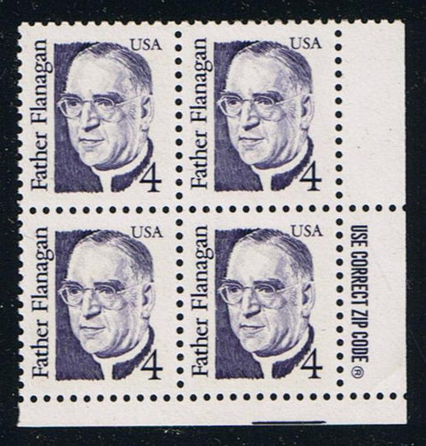 # 2171 (1986) Flanagan, Blue Violet, LB tag, DG, perf 11 - Zip BK/4, LR, MNH