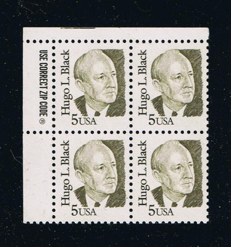# 2172 (1986) Black, Dark Olive Green, LB tag, DG, perf 11 - Zip BK/4, UL, MNH