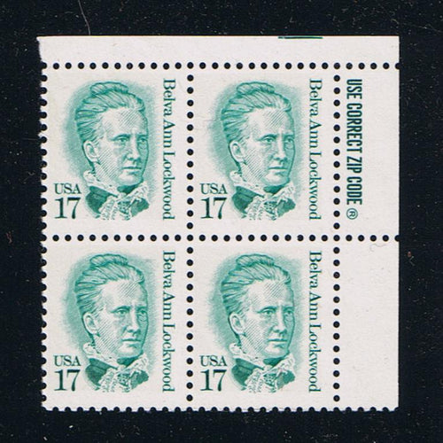 # 2178 (1986) Lockwood, Blue Green, LB tag, DG, perf 11 - Zip BK/4, UR, MNH