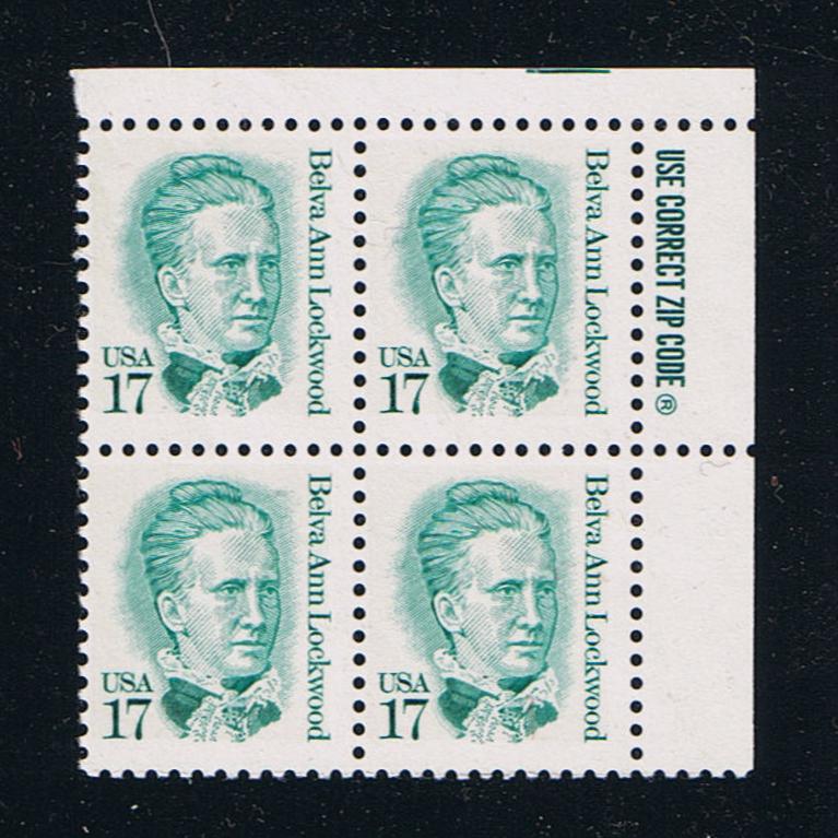 # 2178 (1986) Lockwood, Blue Green, LB tag, DG, perf 11 - Zip BK/4, UR, MNH