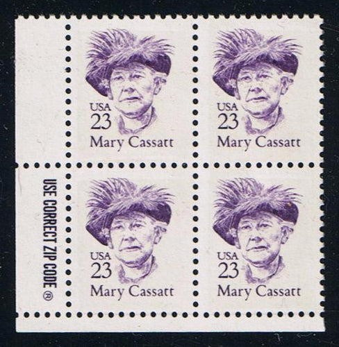 # 2181 (1988) Cassatt, Purple, LB tag, DG, perf 11 - Zip BK/4, LL, MNH